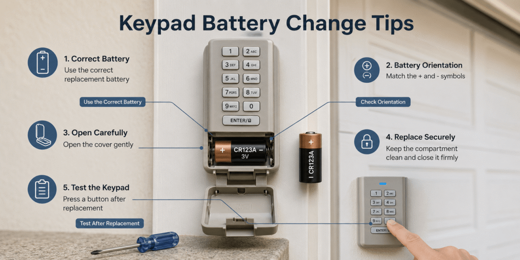 how to replace battery in garage door keypad